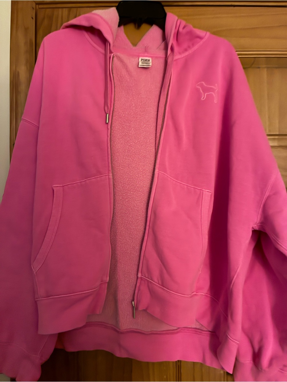 PINK Victoria's Secret Hot Pink Zip-Up Hoodie